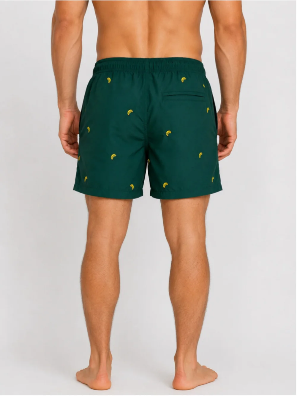 H&M Men’s Forest Green Banana Embroidered Swim Shorts – Size M